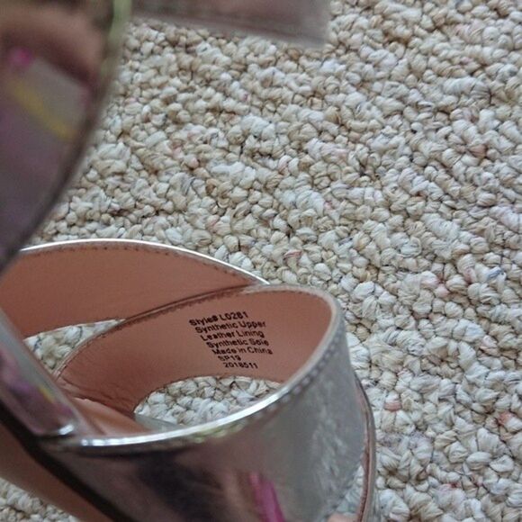 J.Crew Penny Silver Mirror Ankle Strap Sandals size 7 - Picture 8 of 10